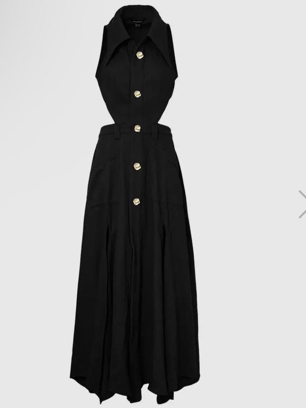Urban Revivo Black Denim Cut Out Sleeveless Maxi Dress Size 12 - Picture 4 of 6